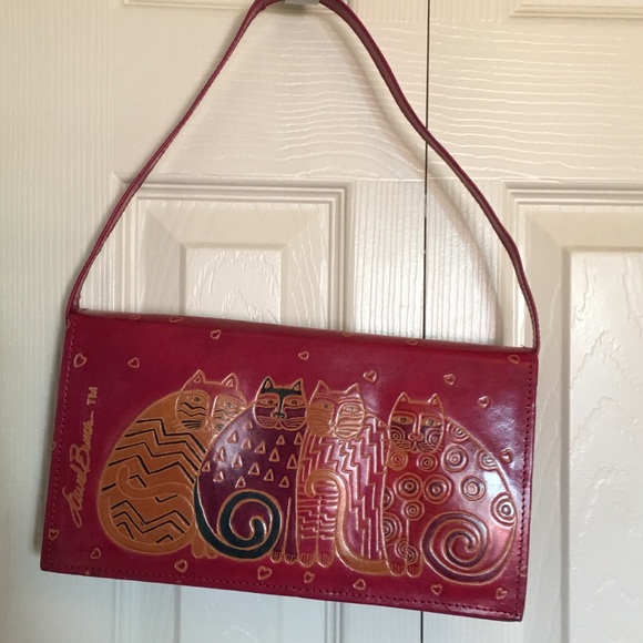 Laurel Burch Handbags - Laurel Burch leather bag with cats design